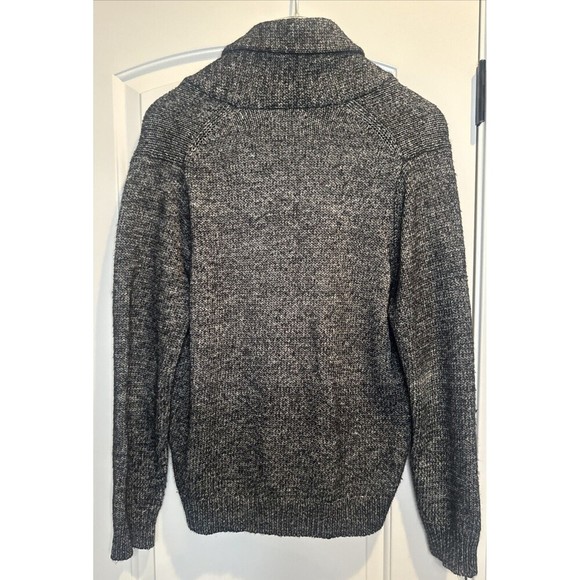 Nordstrom Mens Shop BLACK GRAY Cowl Neck Cardigan Pockets Grandpa Style Sz L - Picture 4 of 9